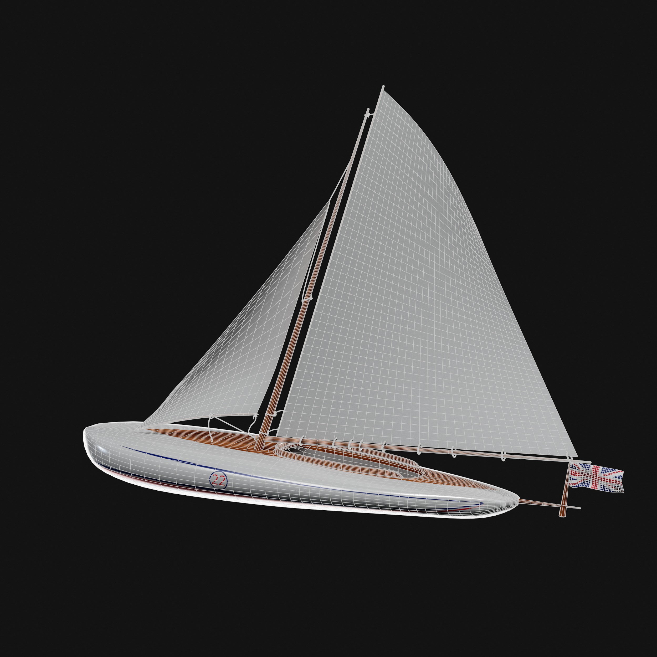 Racing Iceboat Low-poly 3D model_18
