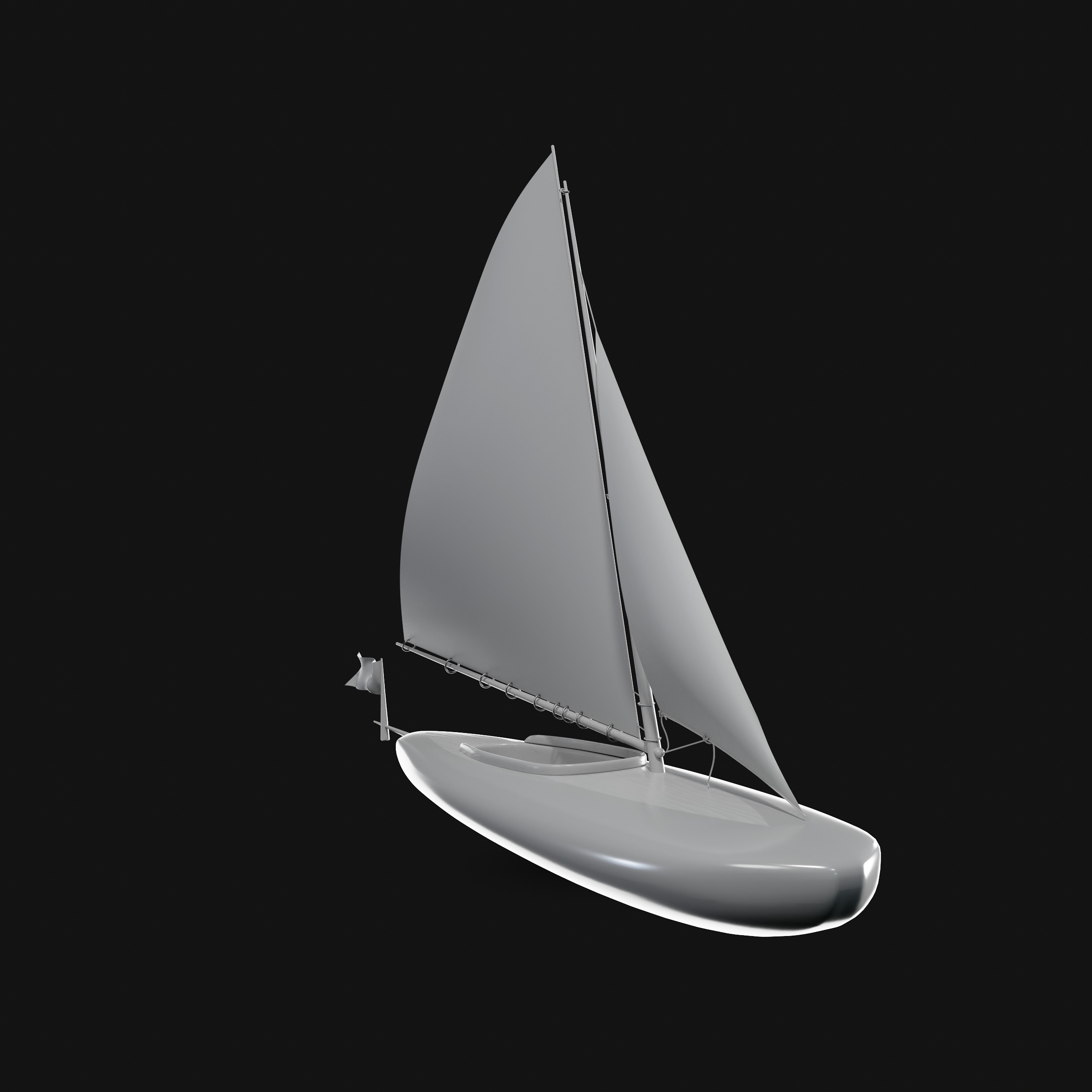 Racing Iceboat Low-poly 3D model_32