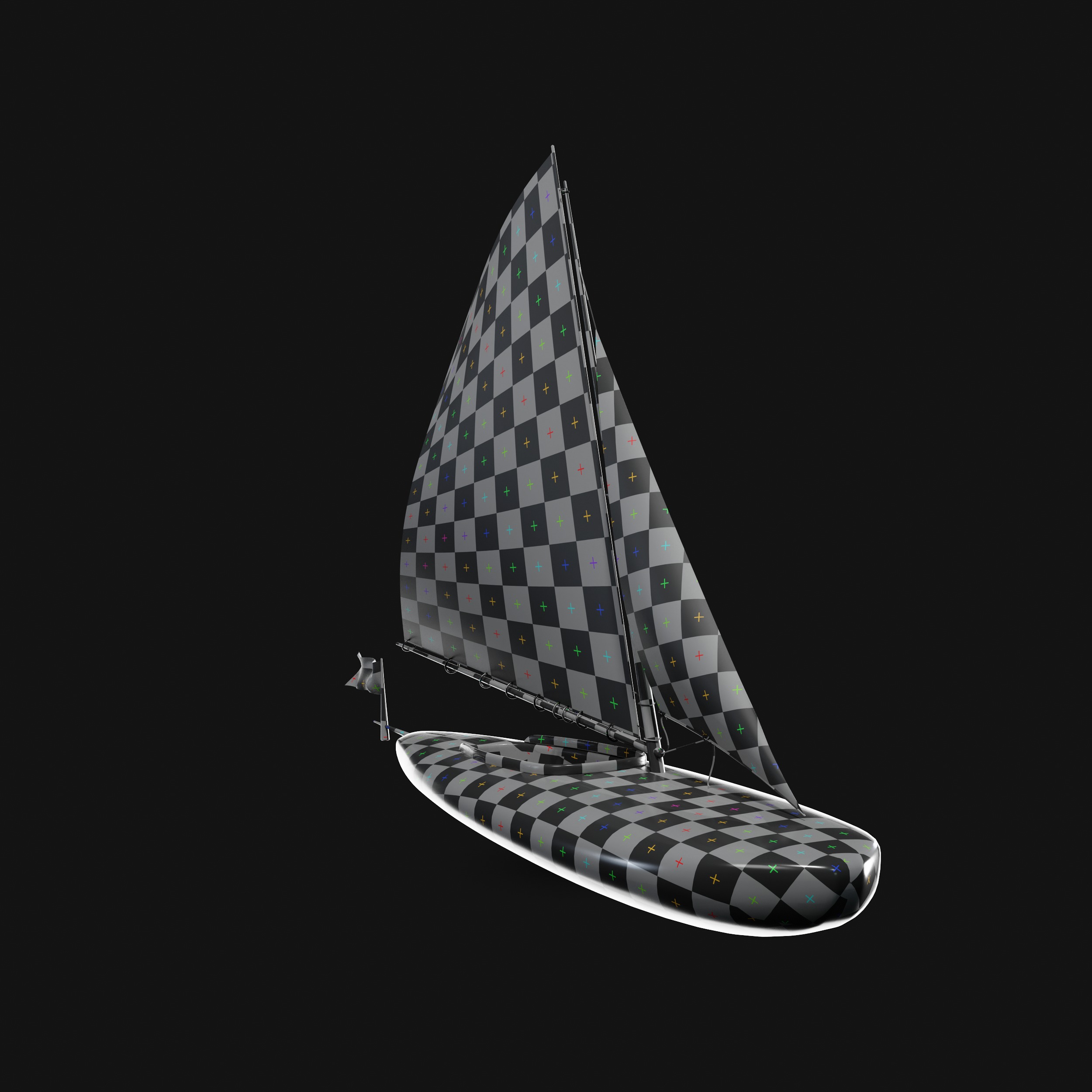 Racing Iceboat Low-poly 3D model_22