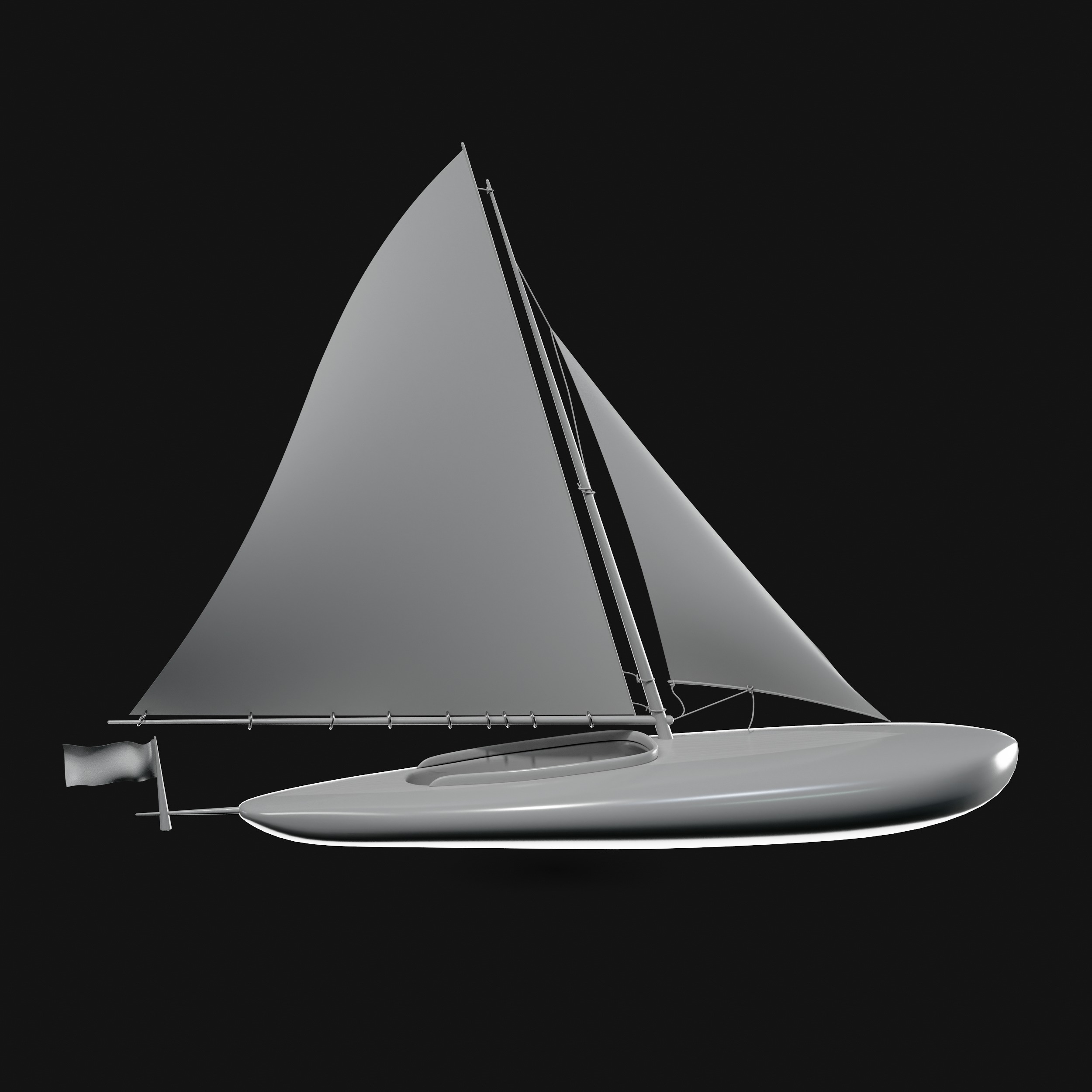 Racing Iceboat Low-poly 3D model_34