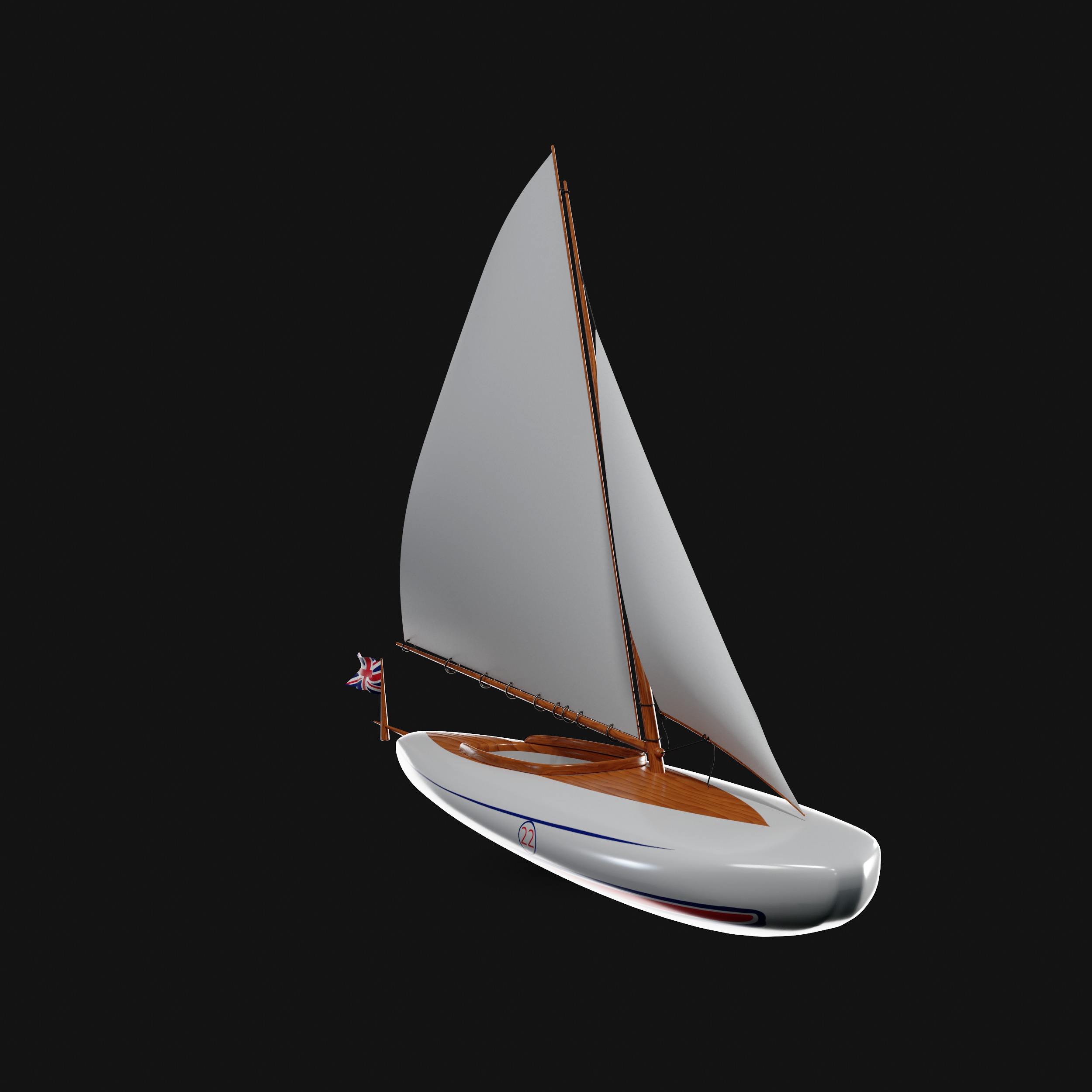 Racing Iceboat Low-poly 3D model_2