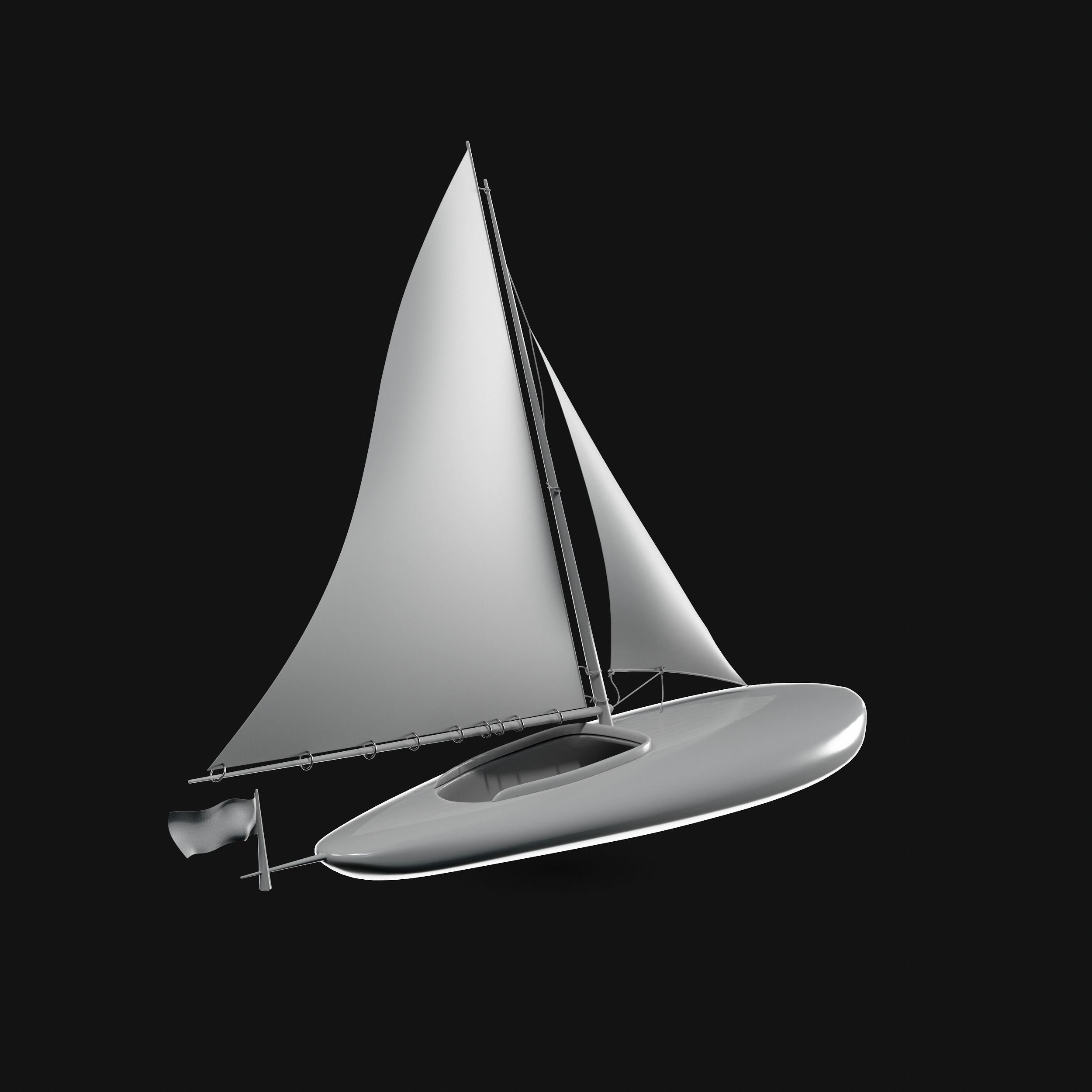 Racing Iceboat Low-poly 3D model_35