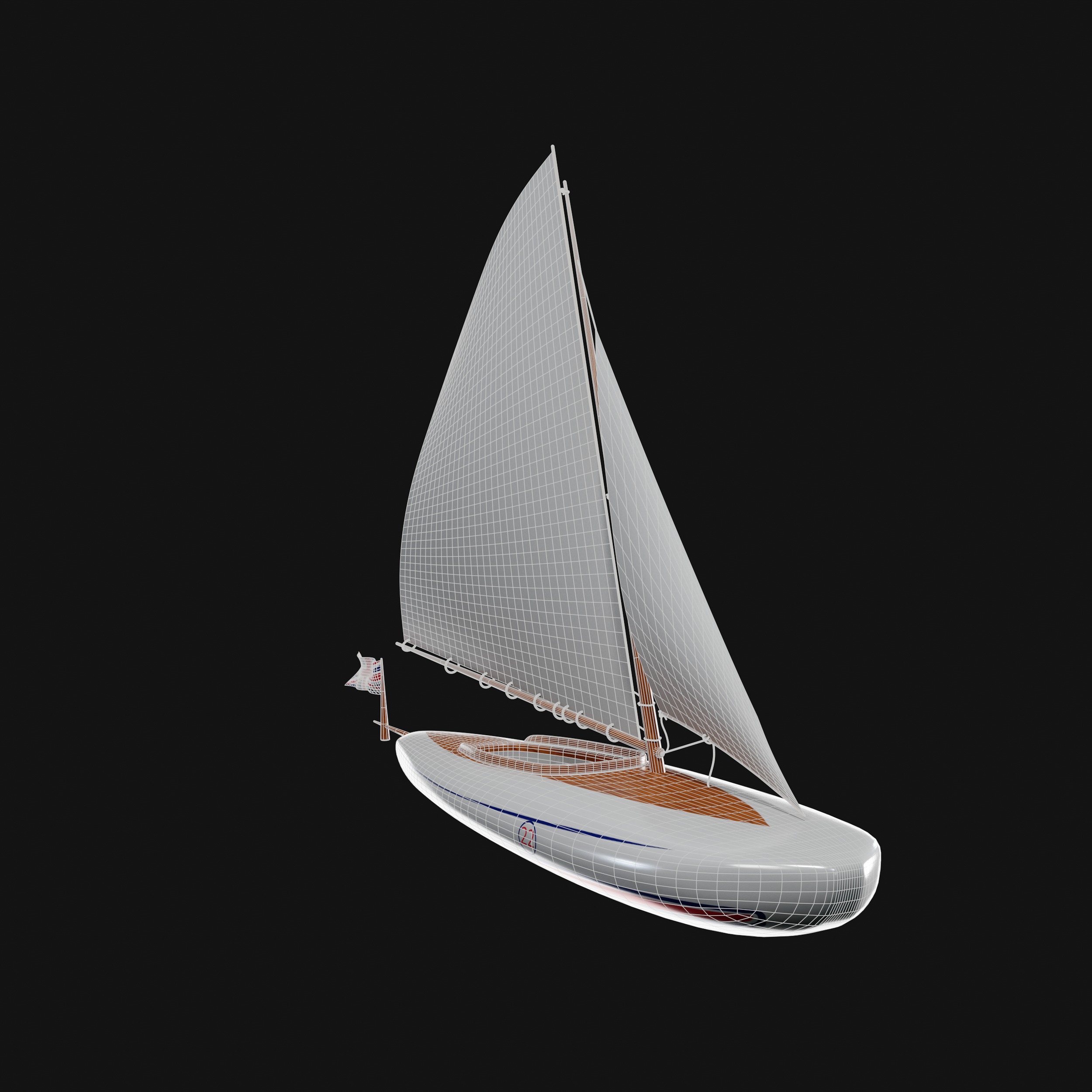 Racing Iceboat Low-poly 3D model_12