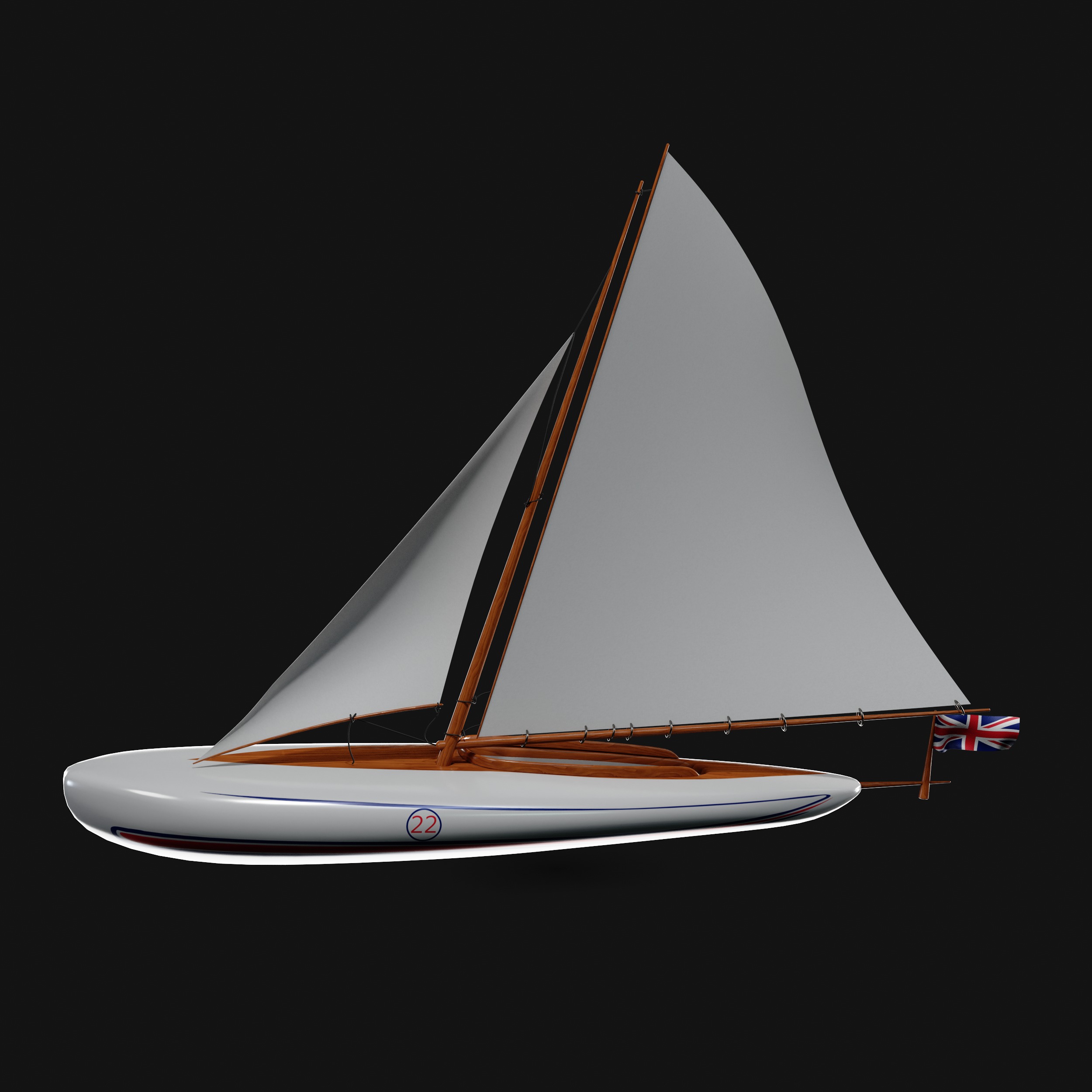 Racing Iceboat Low-poly 3D model_9
