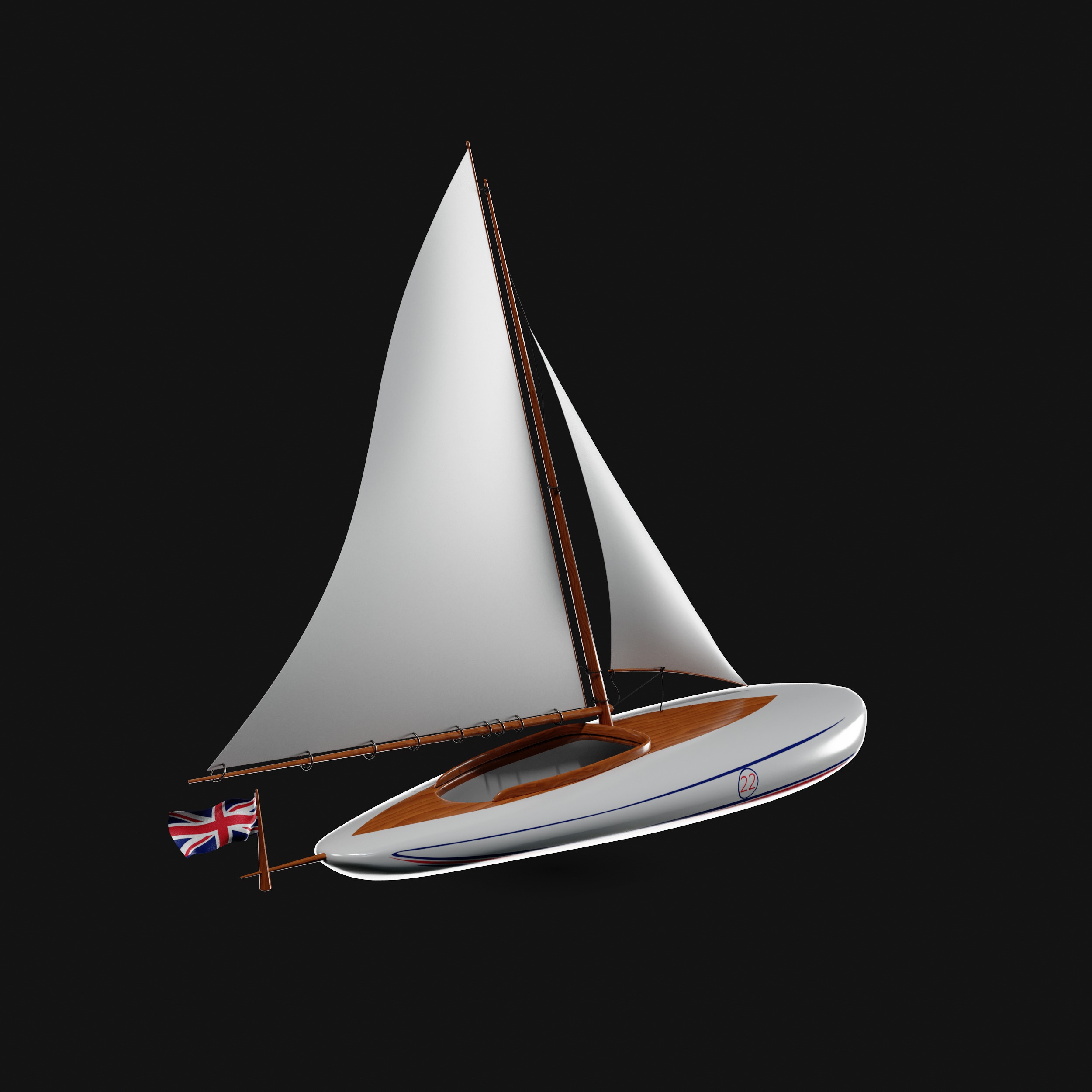 Racing Iceboat Low-poly 3D model_5