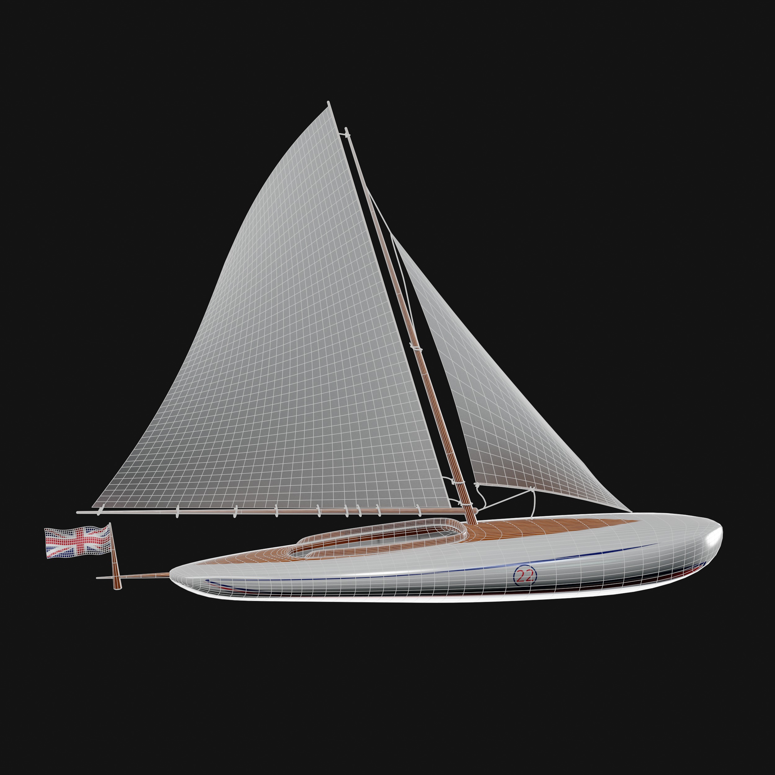 Racing Iceboat Low-poly 3D model_14