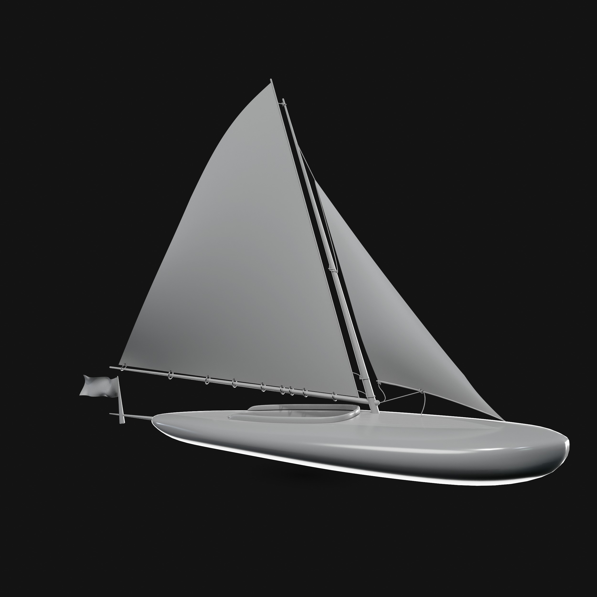 Racing Iceboat Low-poly 3D model_33