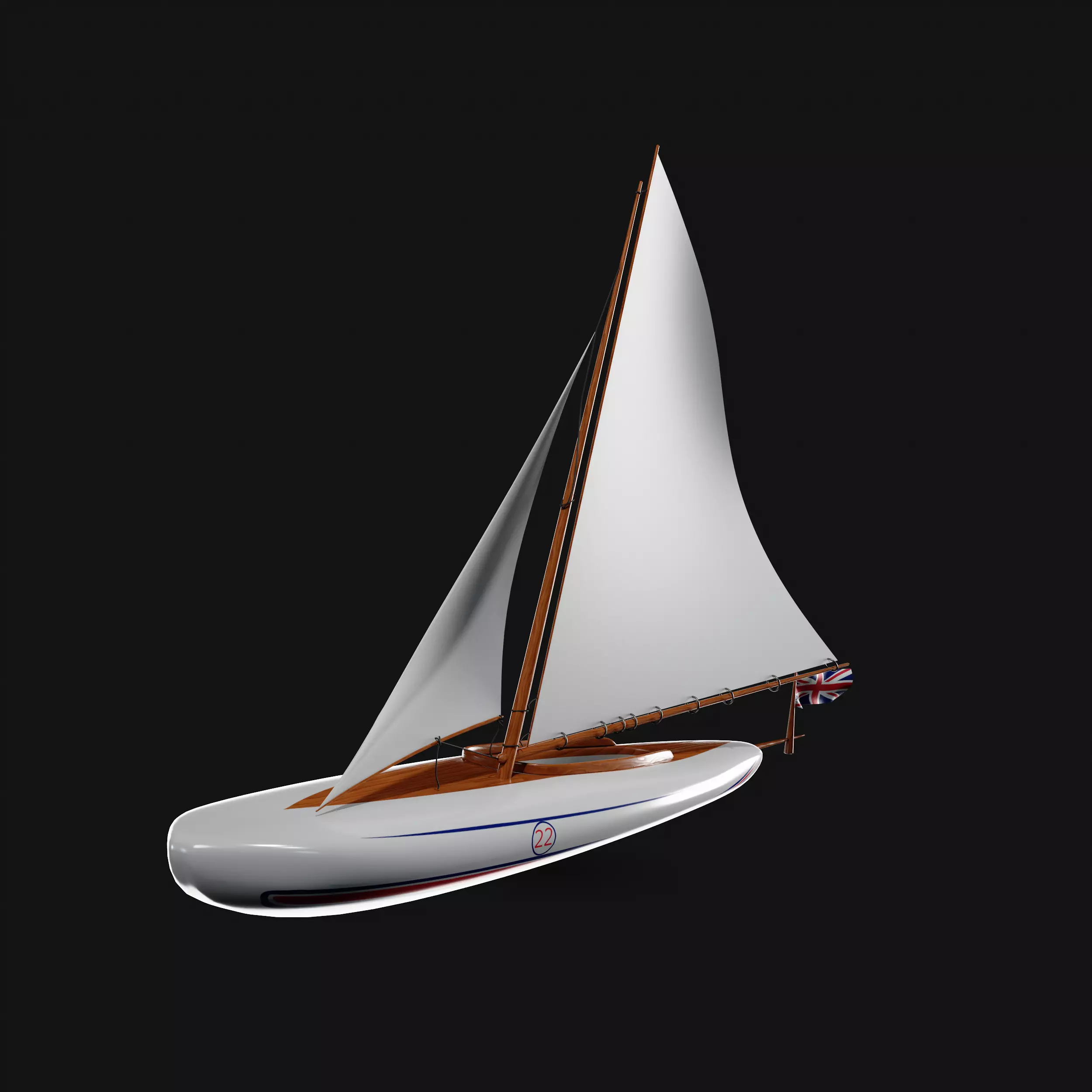 Racing Iceboat Low-poly 3D model_0