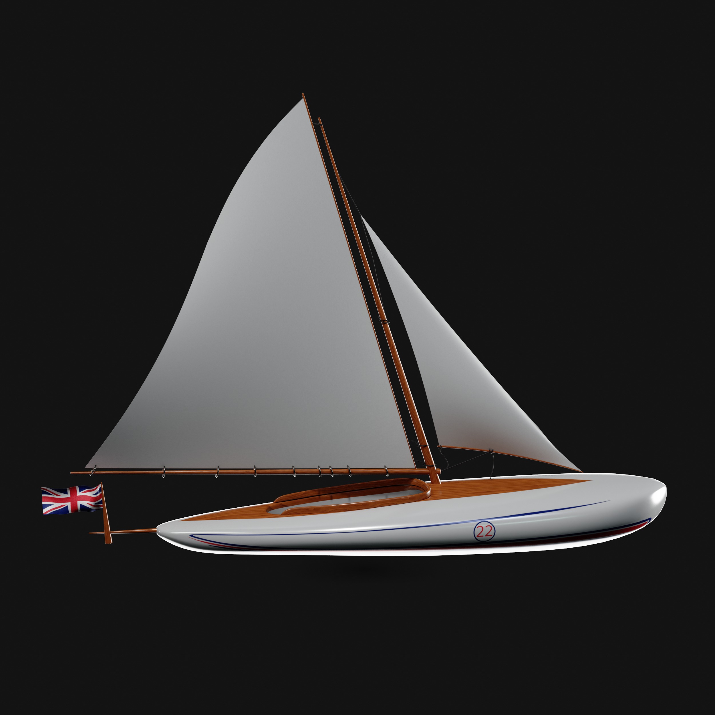 Racing Iceboat Low-poly 3D model_4