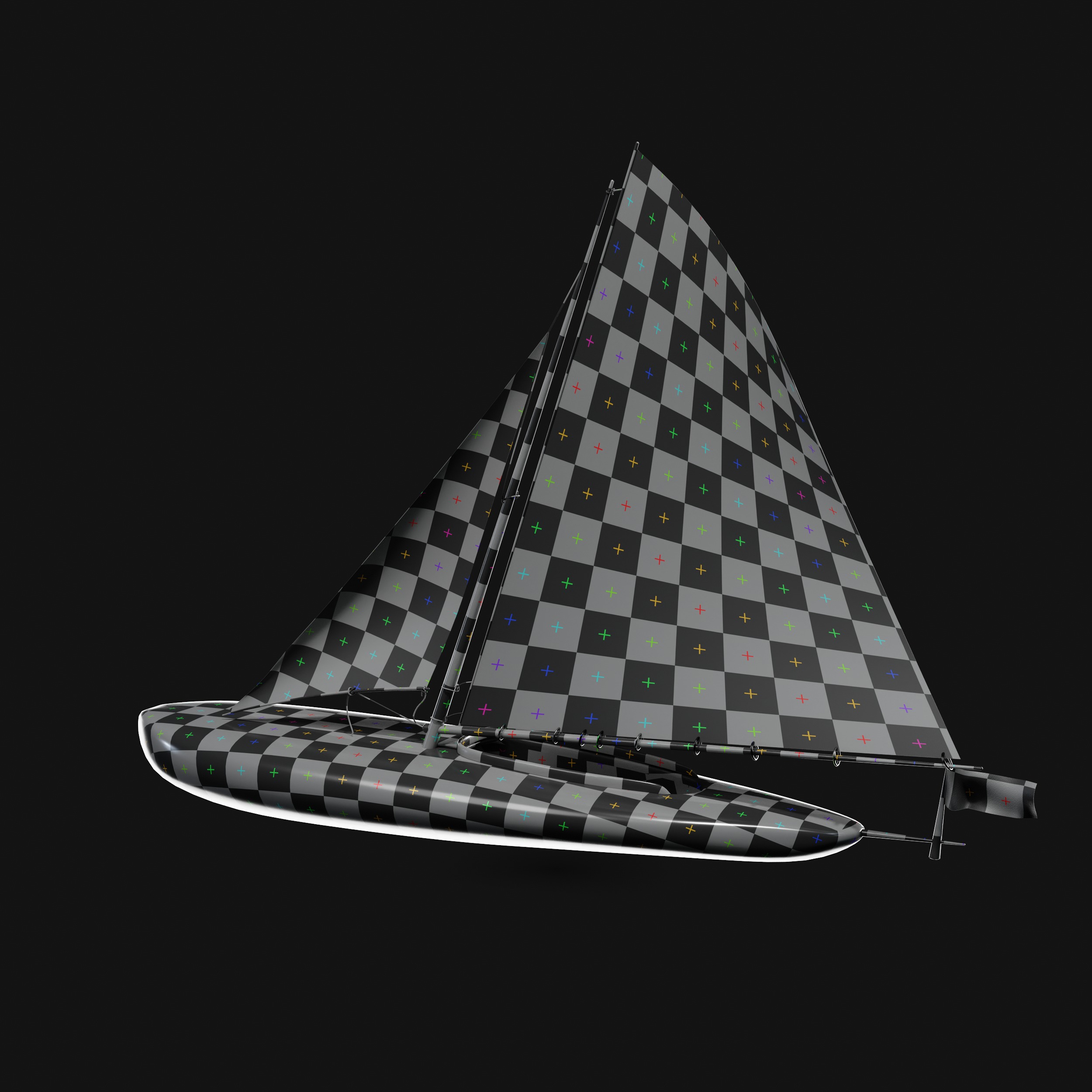 Racing Iceboat Low-poly 3D model_28