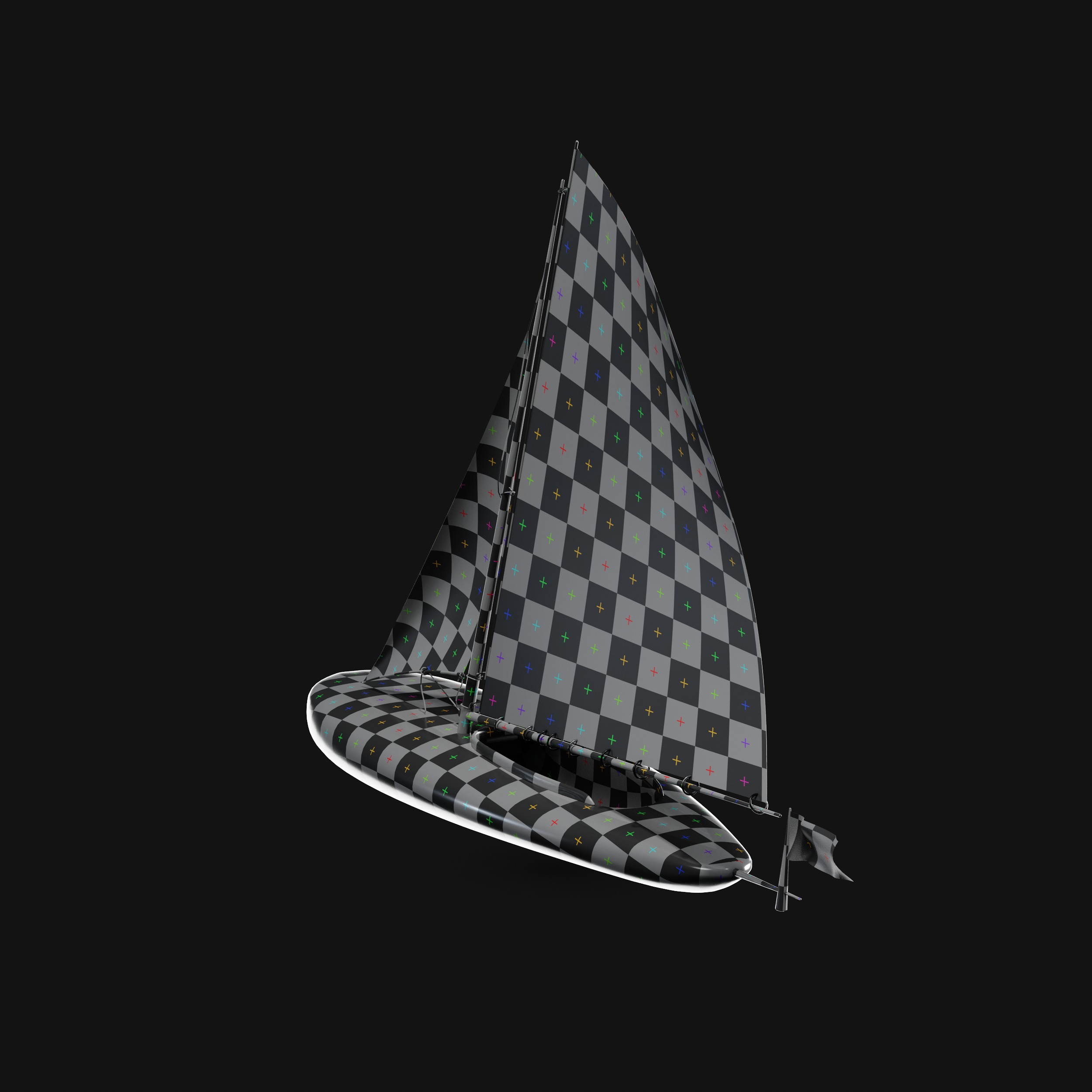 Racing Iceboat Low-poly 3D model_27