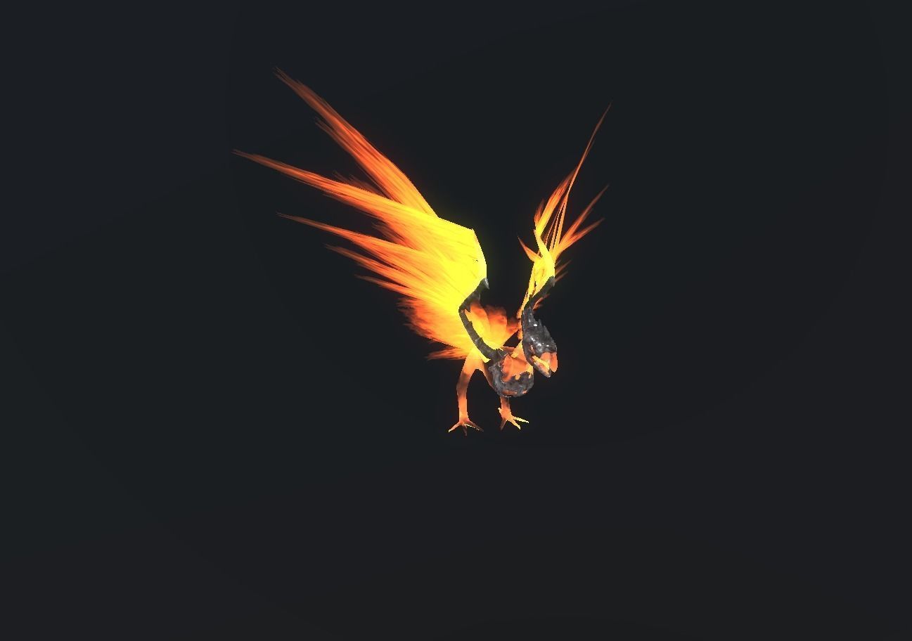Fire Bird Phoenix Low-poly 3D model_93