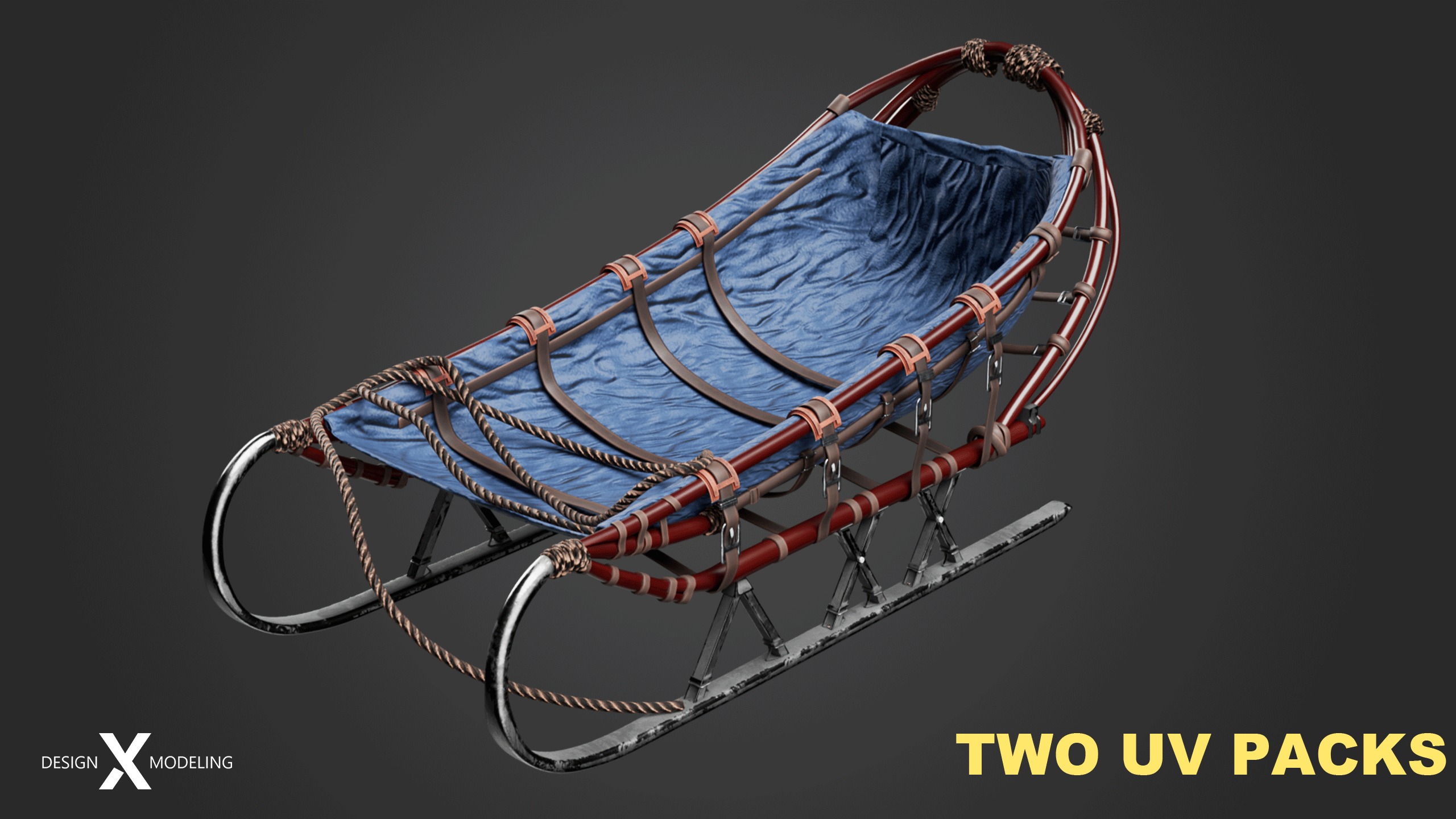 Expedition Sled Low-poly 3D model_1