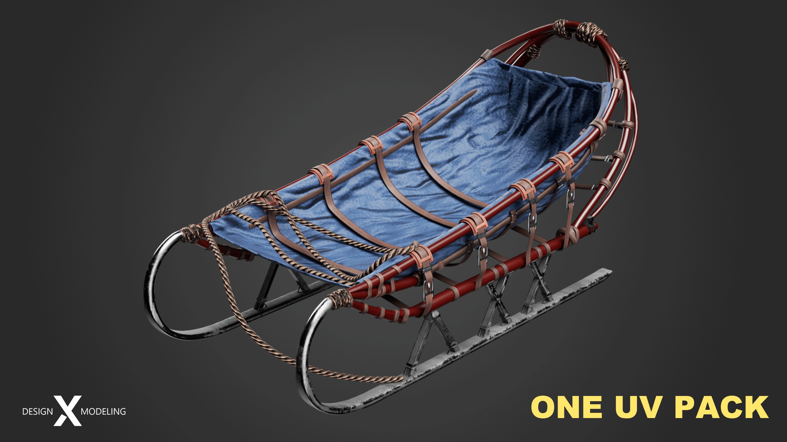 Expedition Sled Low-poly 3D model_7