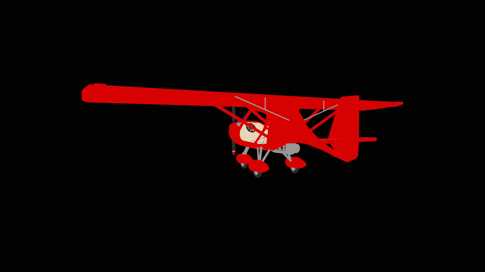 Ultralight Aircraft Low-poly 3D model_9