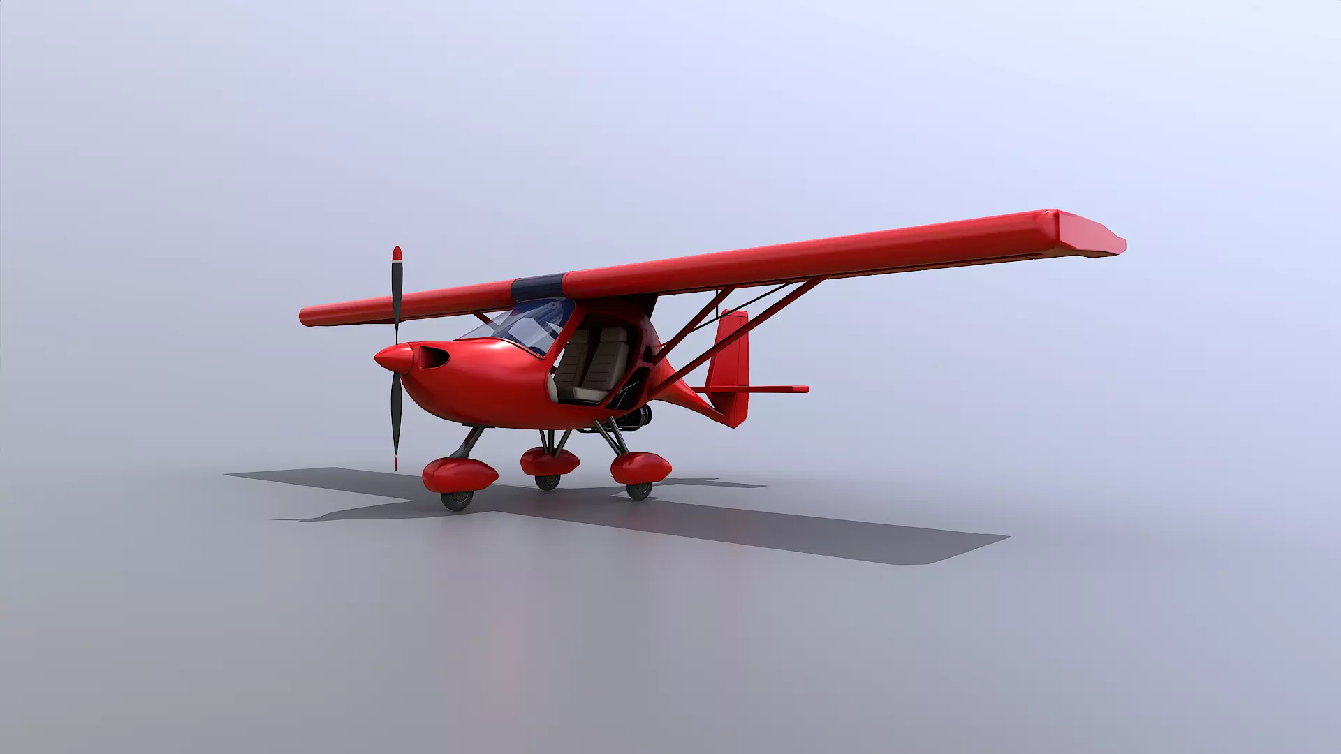 Ultralight Aircraft Low-poly 3D model_0