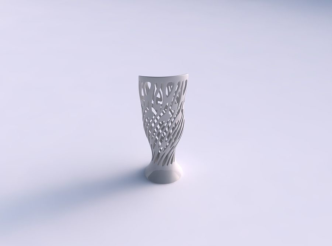 Vase squeezed bottom with twisted smooth cuts eccentric