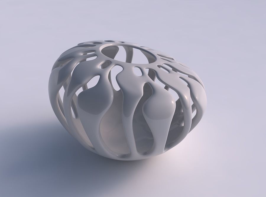 Vase spherical with smooth cuts squeezed with streched top co... 3D print model_0