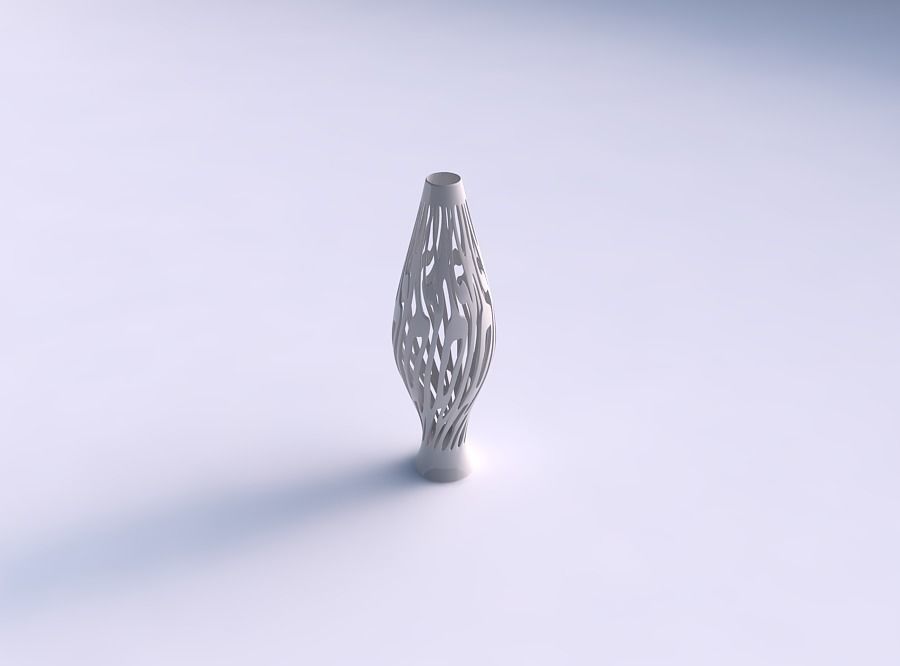 Vase squeezed bottom with twisted smooth cuts long neck 3D print model_0
