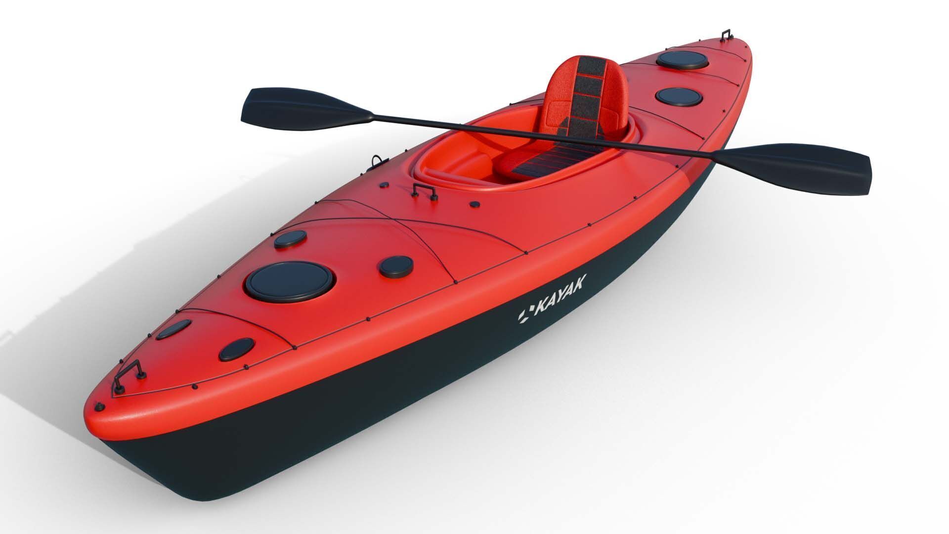 Sea Kayak Low-poly 3D model_1