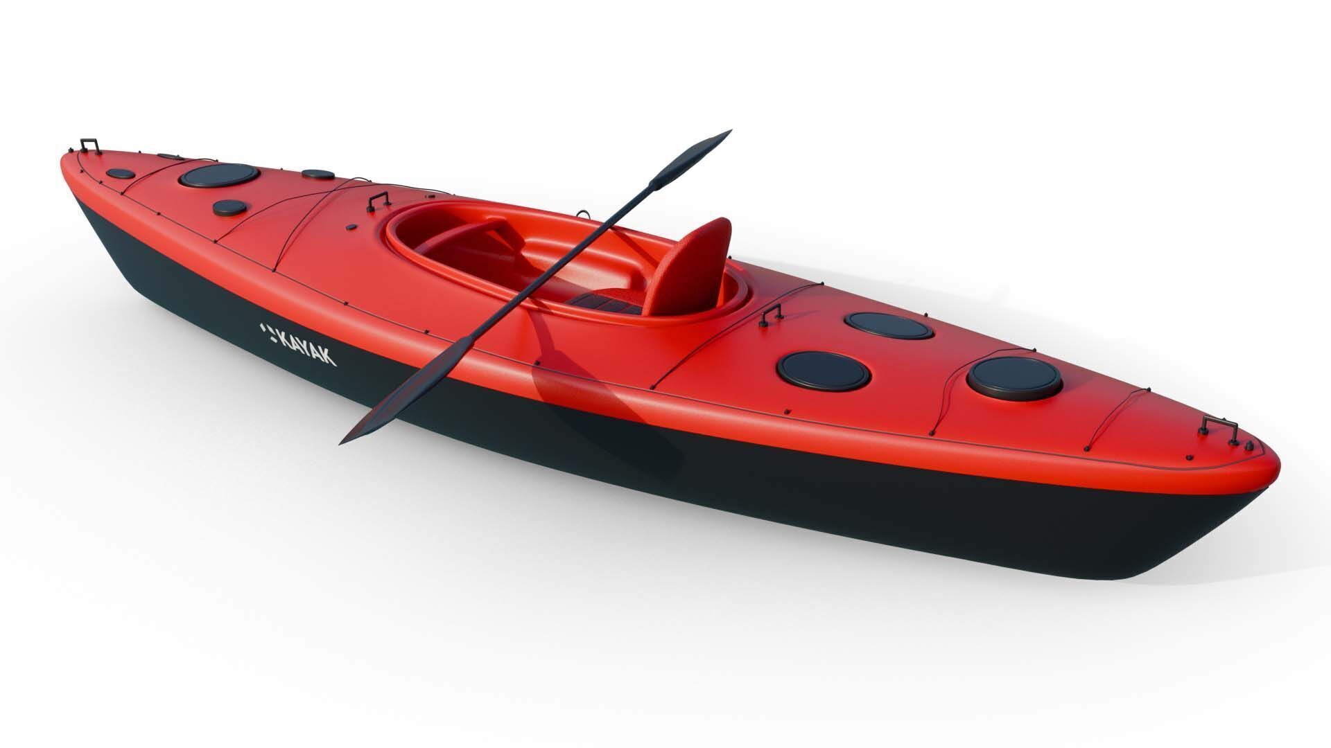 Sea Kayak Low-poly 3D model_4