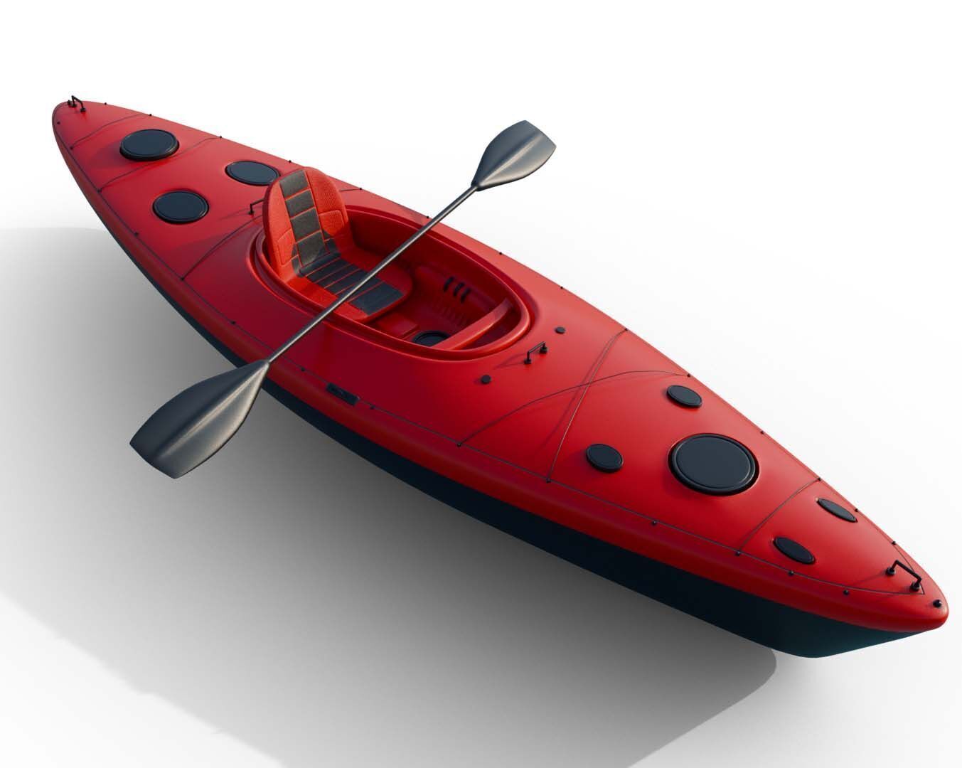 Sea Kayak Low-poly 3D model_7