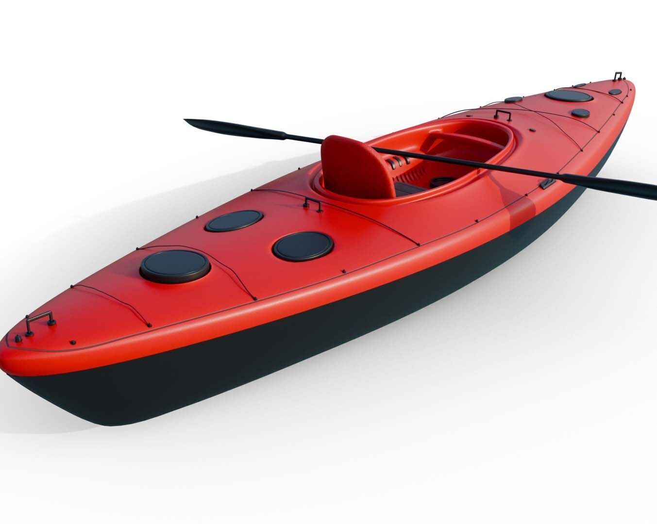 Sea Kayak Low-poly 3D model_5