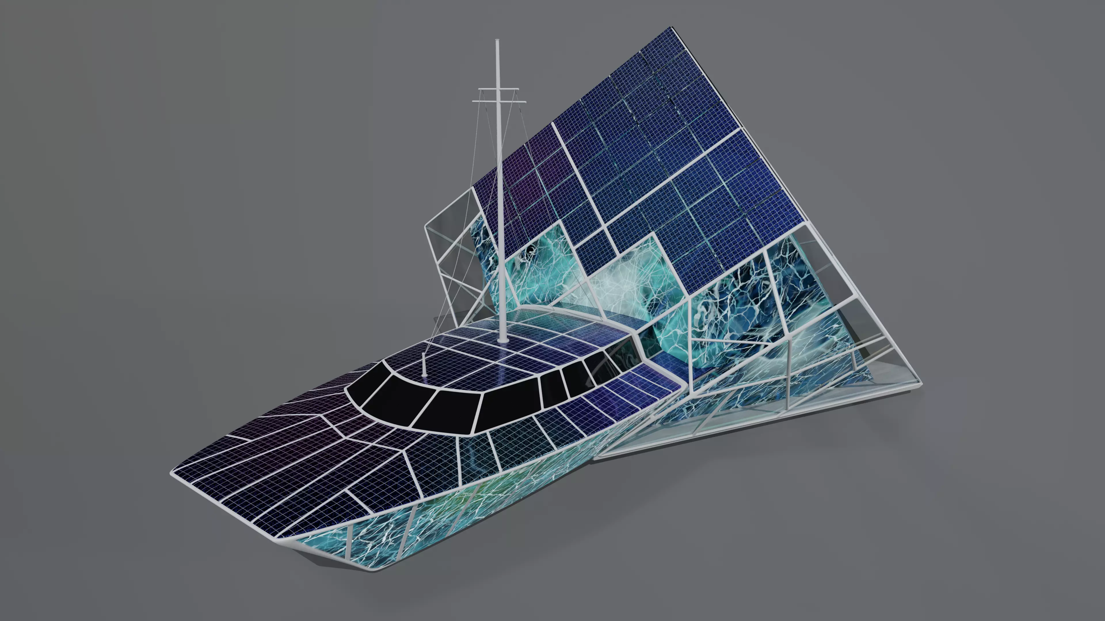 Solar Powered Boat 3D model_0