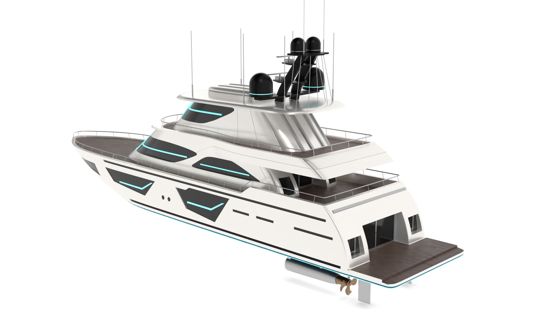 Motor Yacht 3D model_2