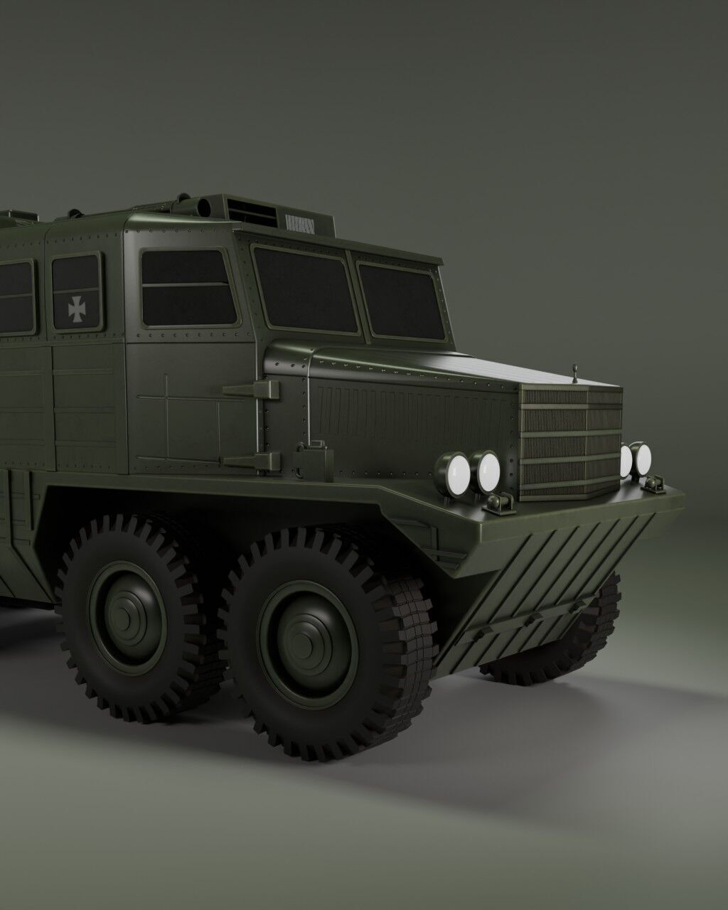 IronCroc 8x8  Military Transport Amphibious Car Low-poly 3D model_4
