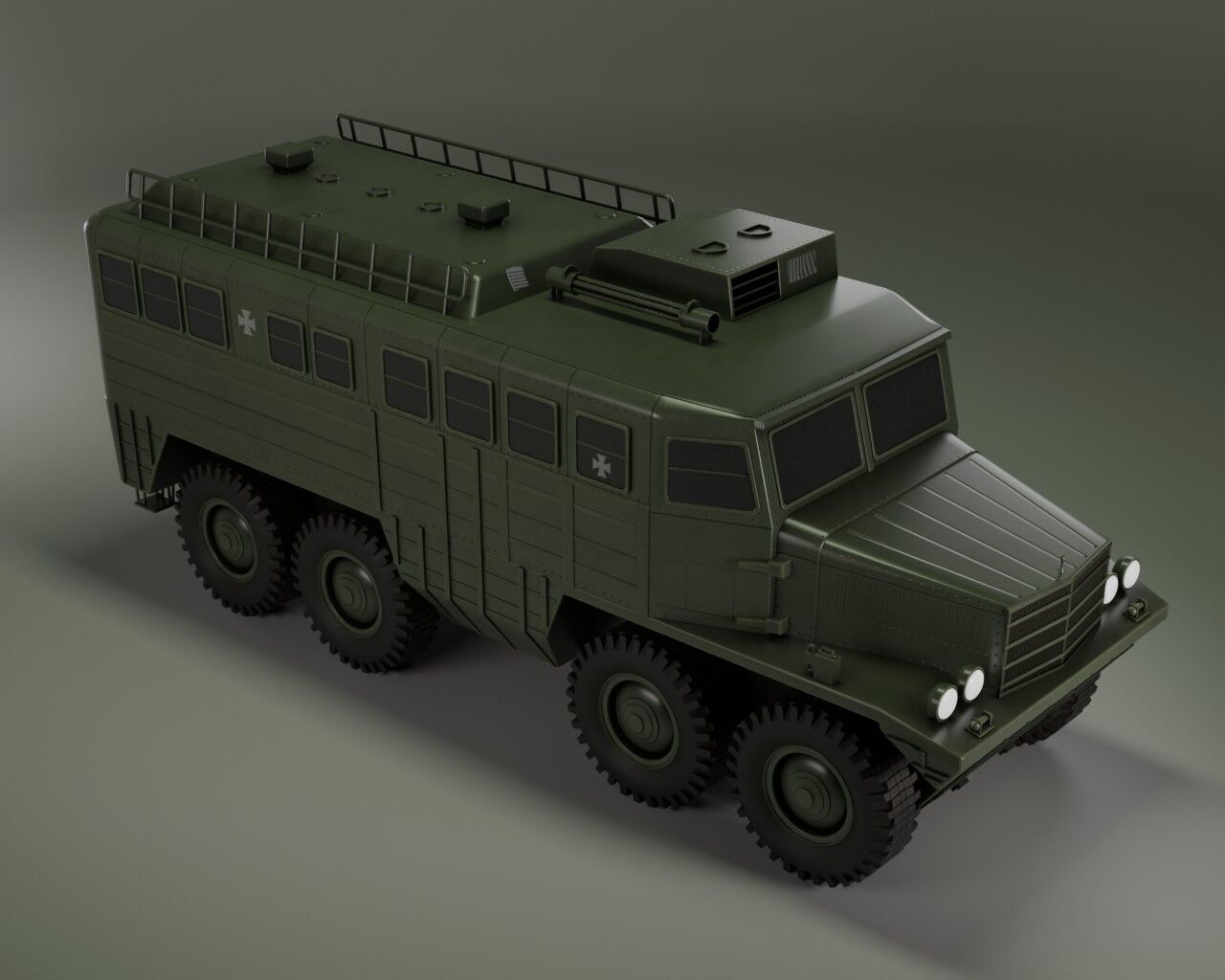 IronCroc 8x8  Military Transport Amphibious Car Low-poly 3D model_6