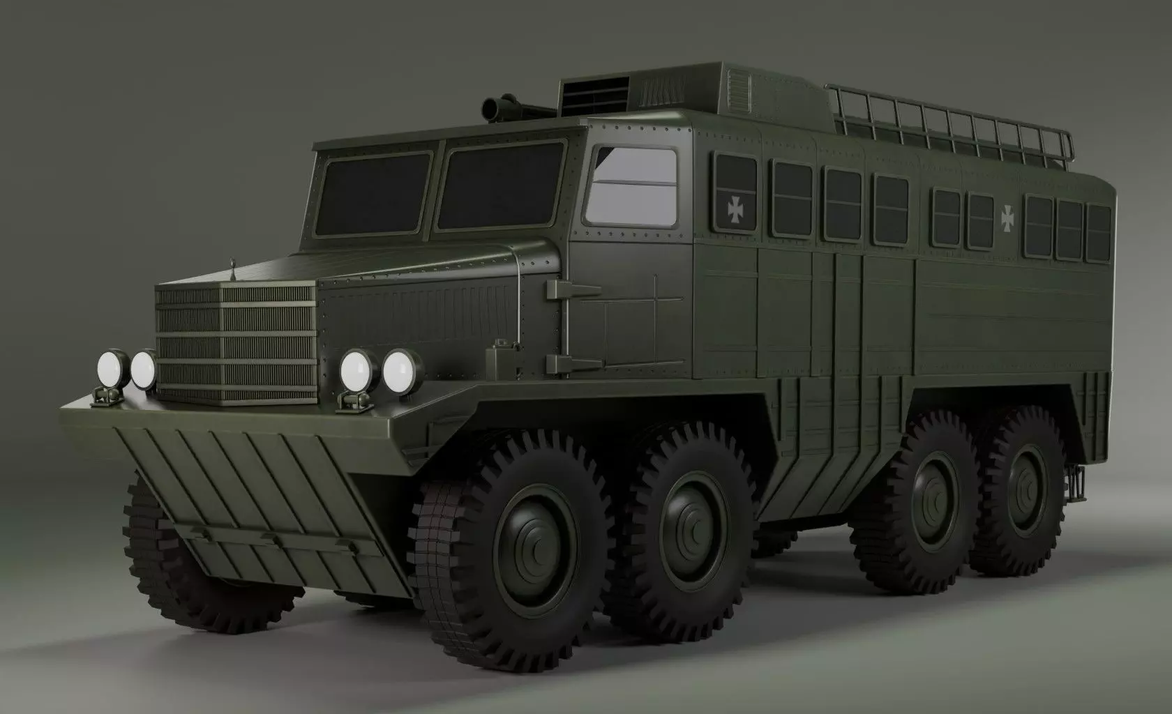 IronCroc 8x8  Military Transport Amphibious Car Low-poly 3D model_0