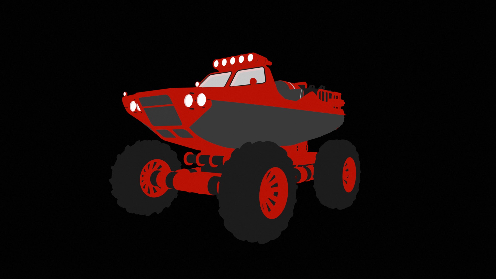 Amphibious ATV Low-poly 3D model_3