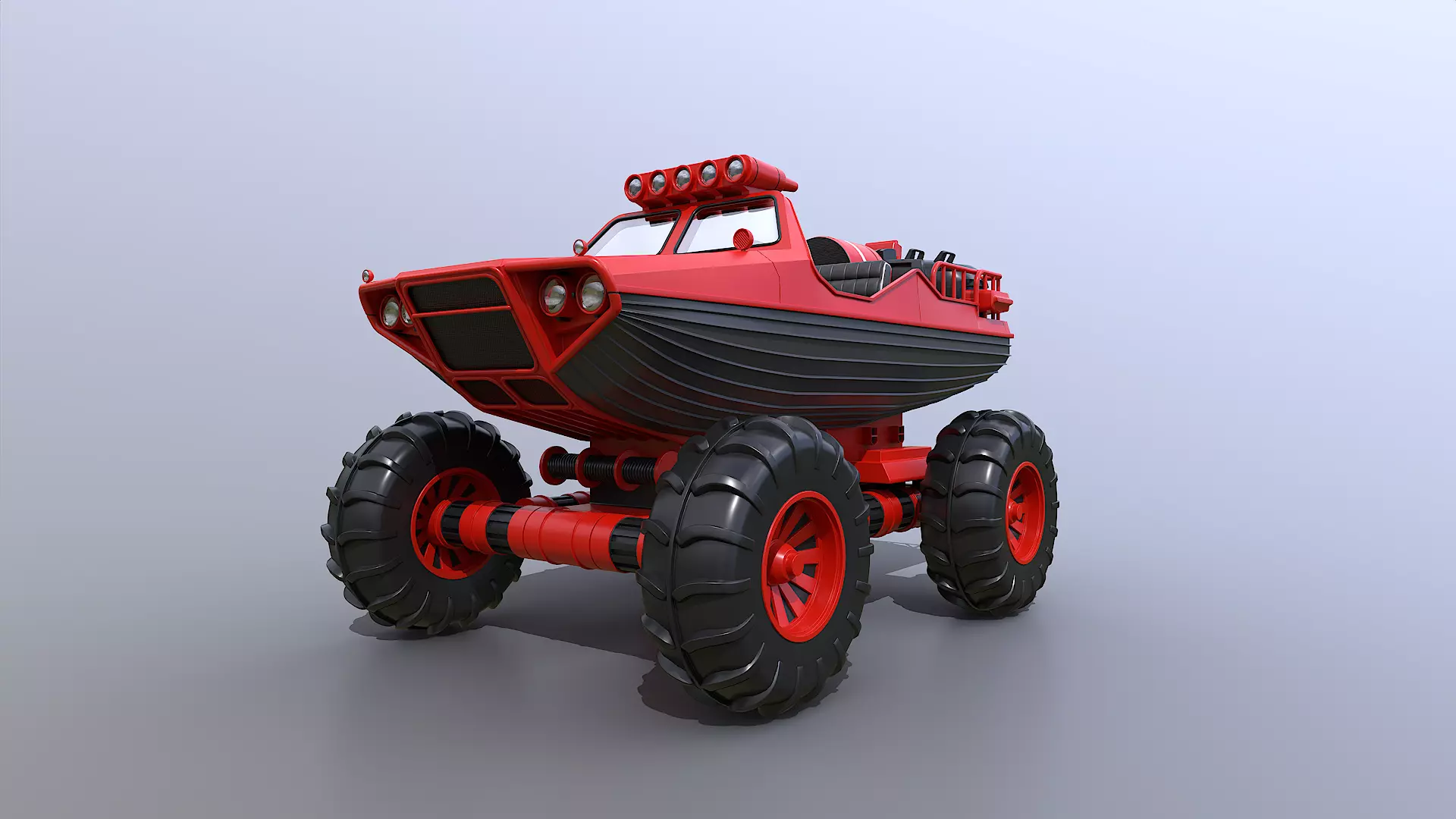 Amphibious ATV Low-poly 3D model_0