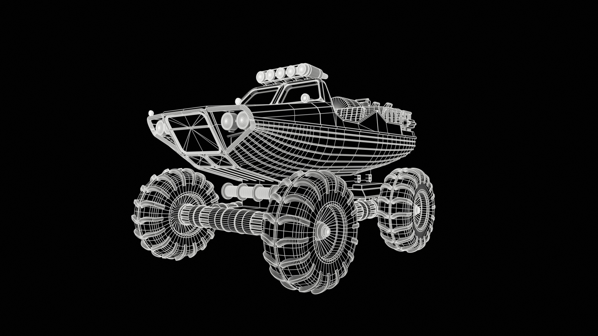 Amphibious ATV Low-poly 3D model_2