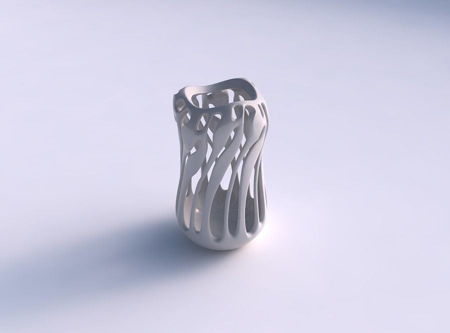Vase spherical with smooth cuts streched and wavy top 3D print model_0