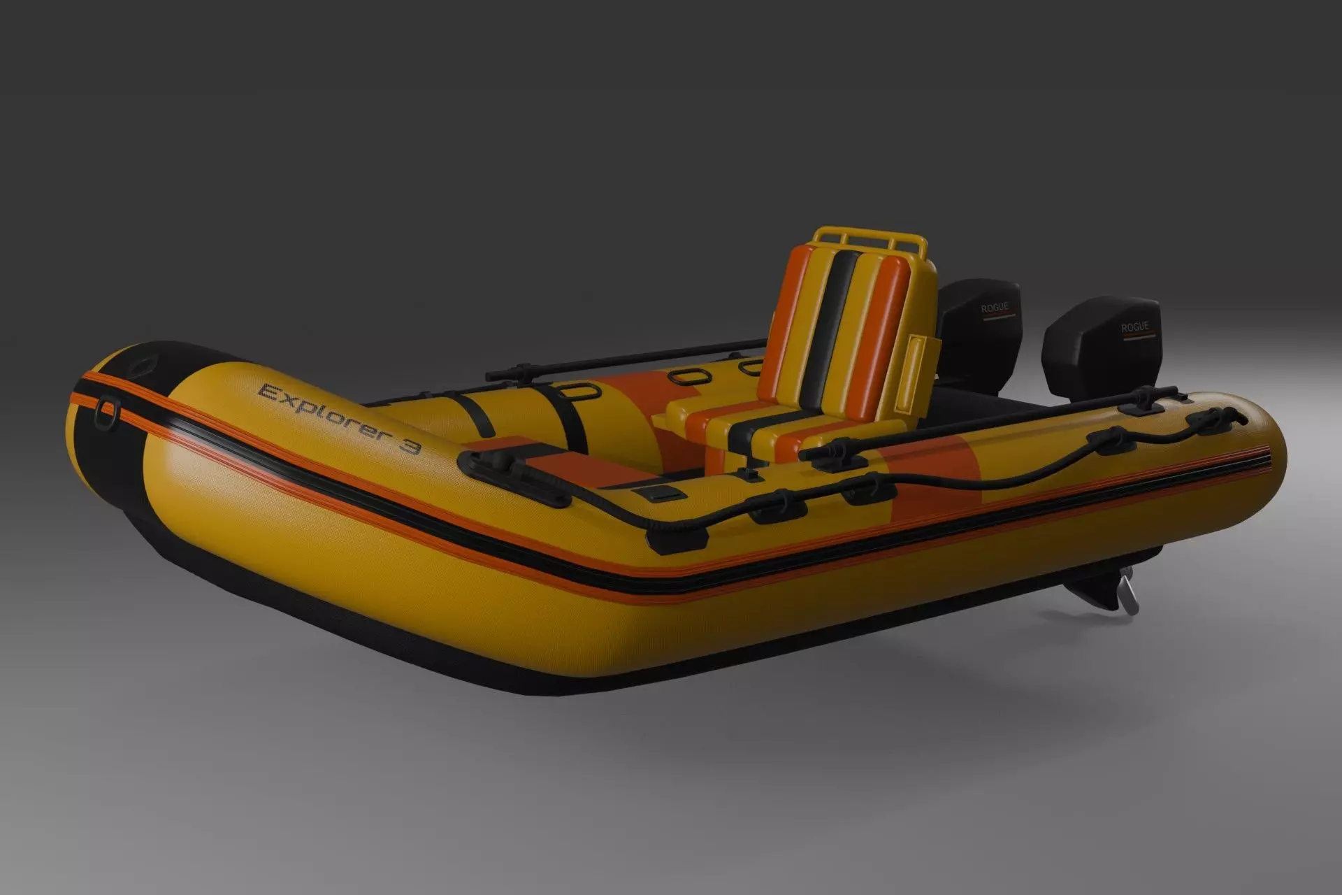 Inflatable Kayak Low-poly 3D model