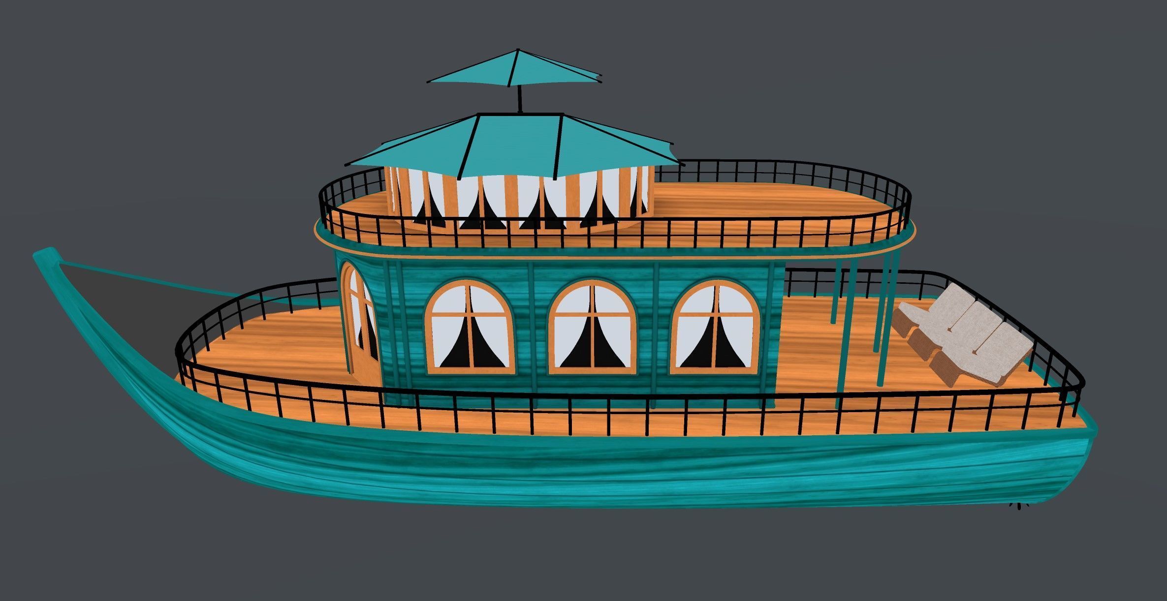 Adventure Houseboat 3D model_11