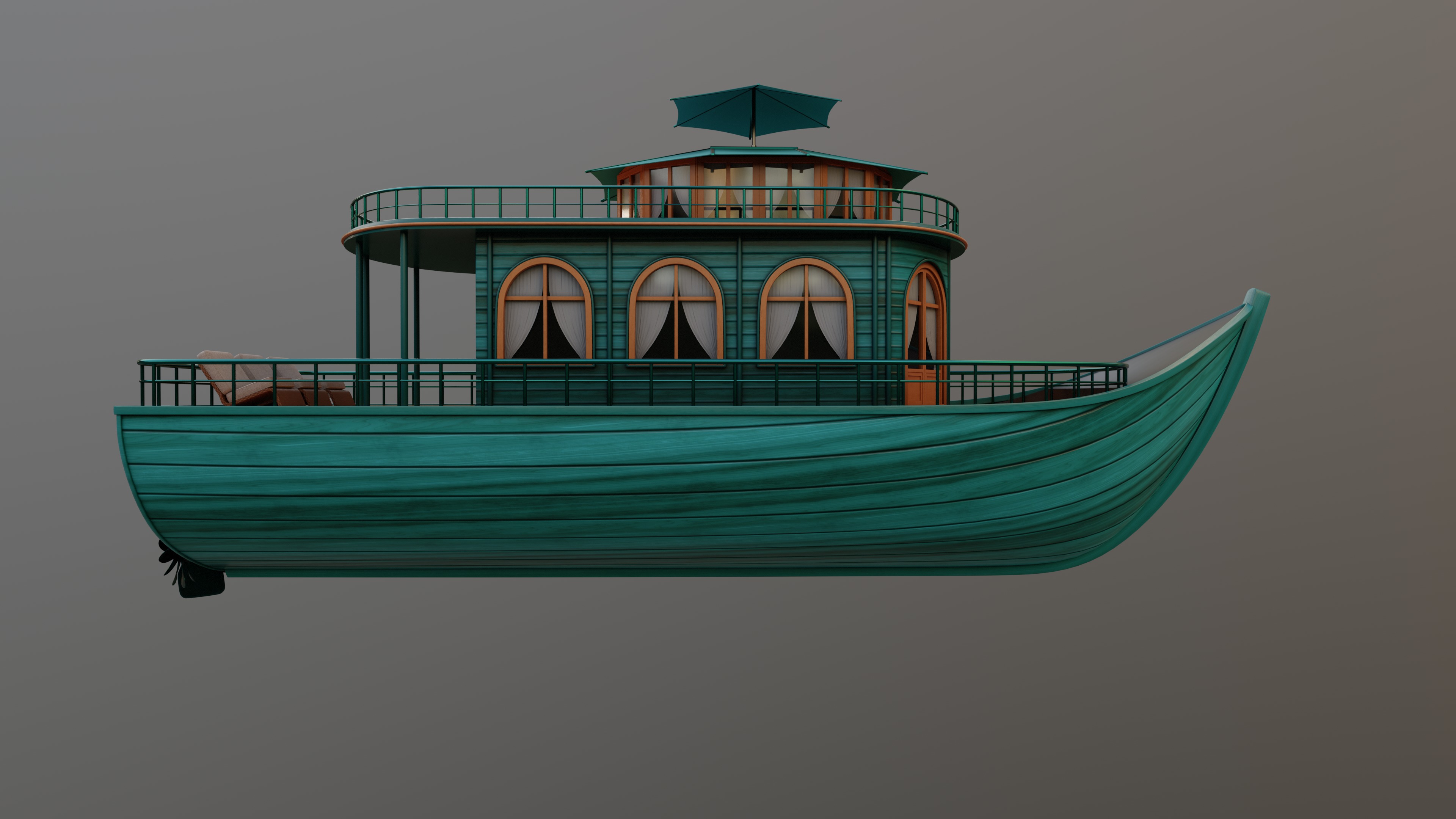 Adventure Houseboat 3D model_9