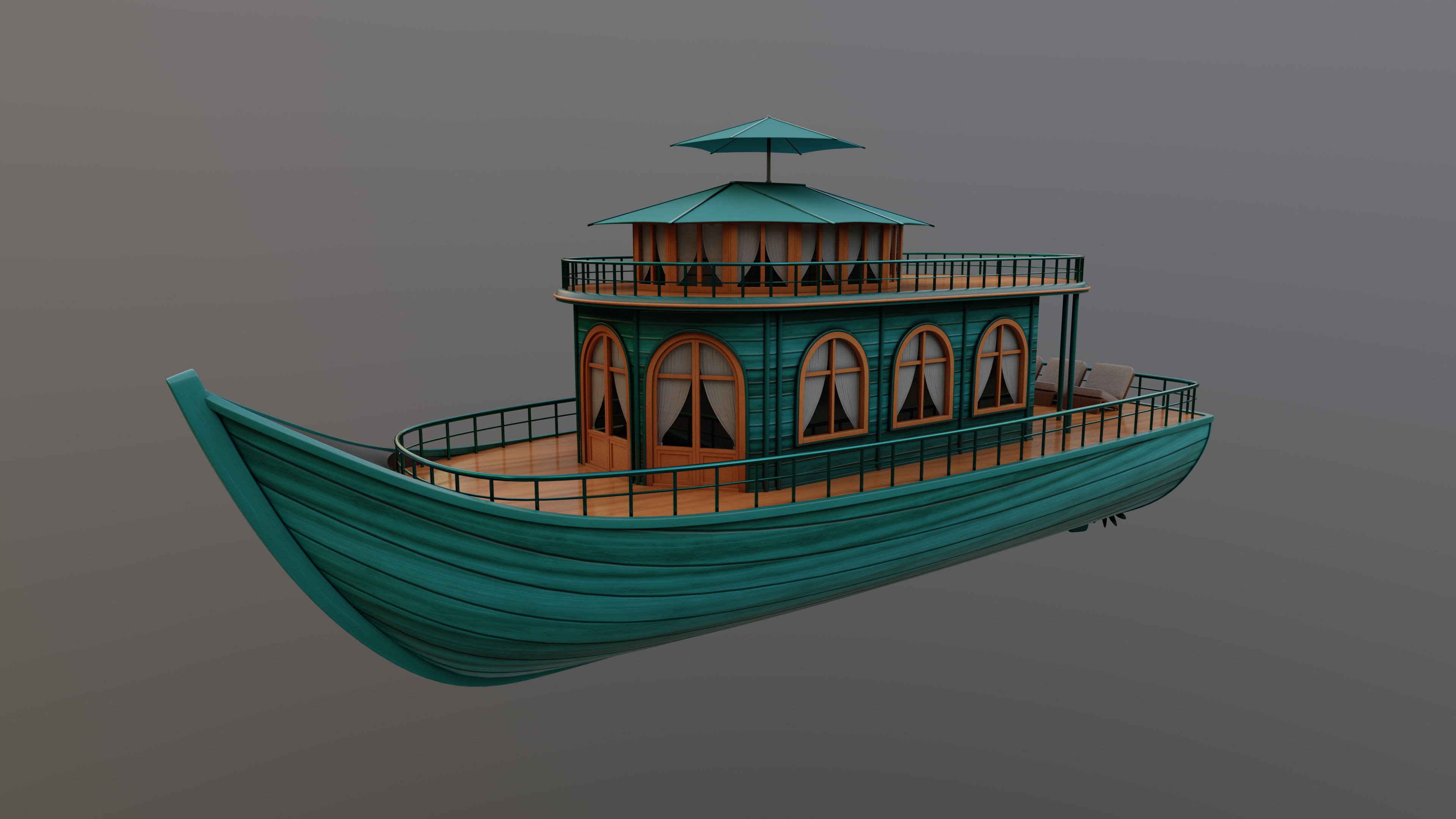 Adventure Houseboat 3D model_7