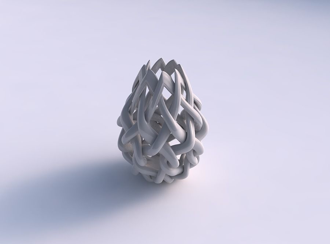 Vase sphericall with interlacing lattice and extruded lines on top long neck
