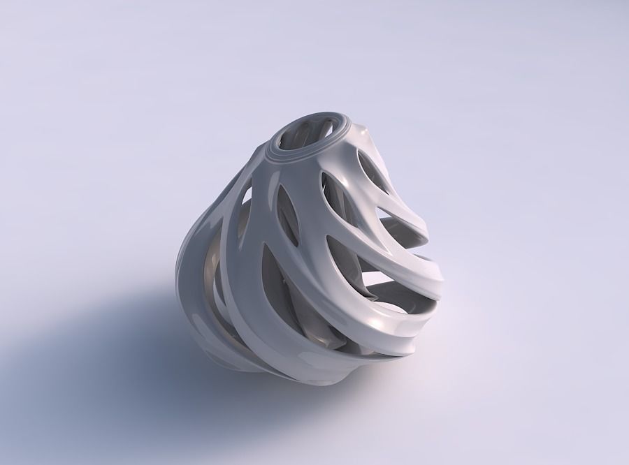 Vase spherical with smooth cuts and support inside it streche... 3D print model_0