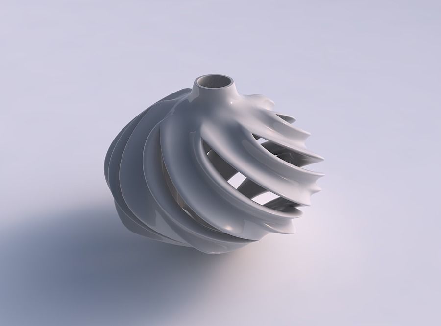 Vase spherical with smooth cuts and extruded neck twisted and... 3D print model_0