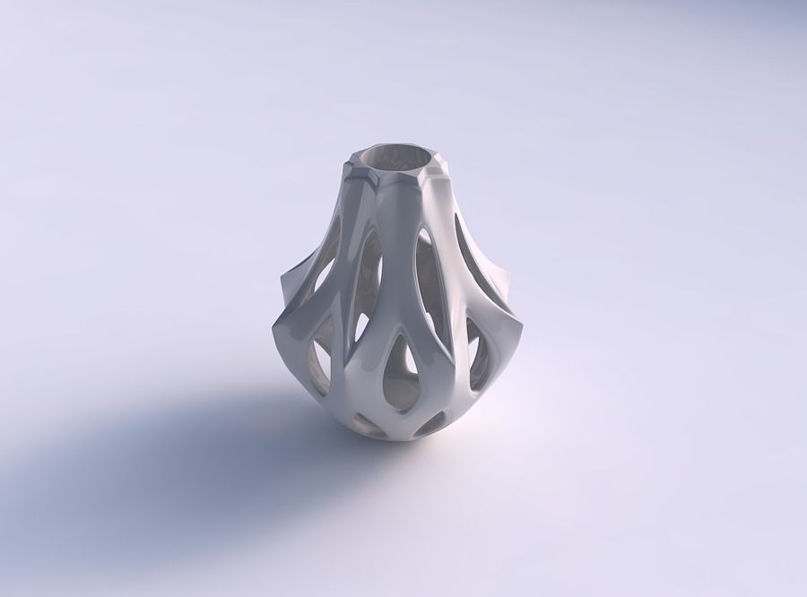 Vase spherical with smooth cuts and spikes in the middle long... 3D print model_0