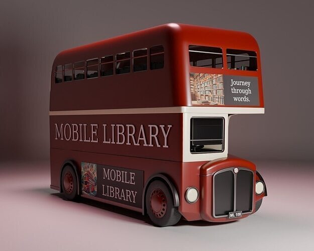 The Bookliner Rolling Library Express Mobile Library Low-poly 3D model 5