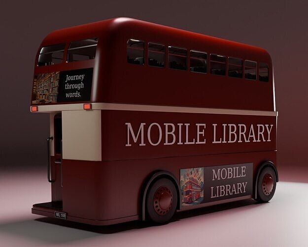 The Bookliner Rolling Library Express Mobile Library Low-poly 3D model 4