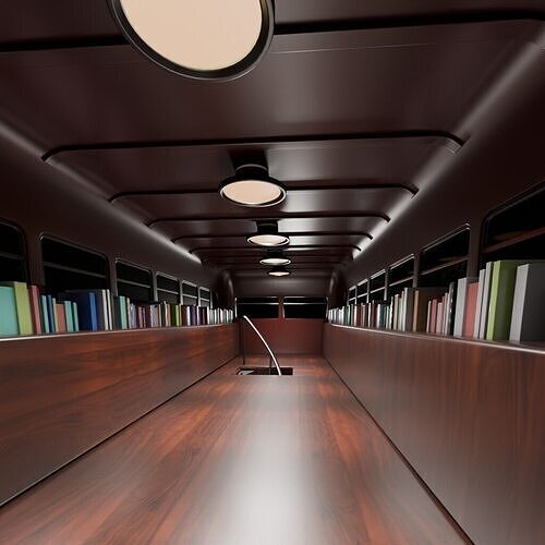 The Bookliner Rolling Library Express Mobile Library Low-poly 3D model 6