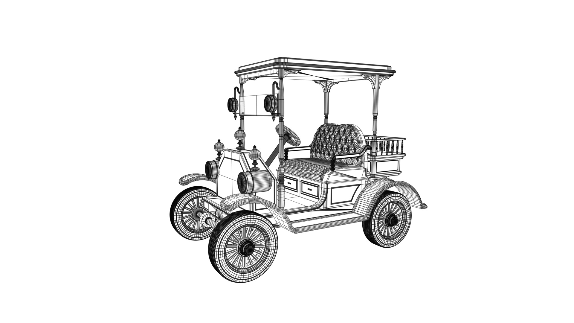 Golf Cart Low-poly 3D model_7