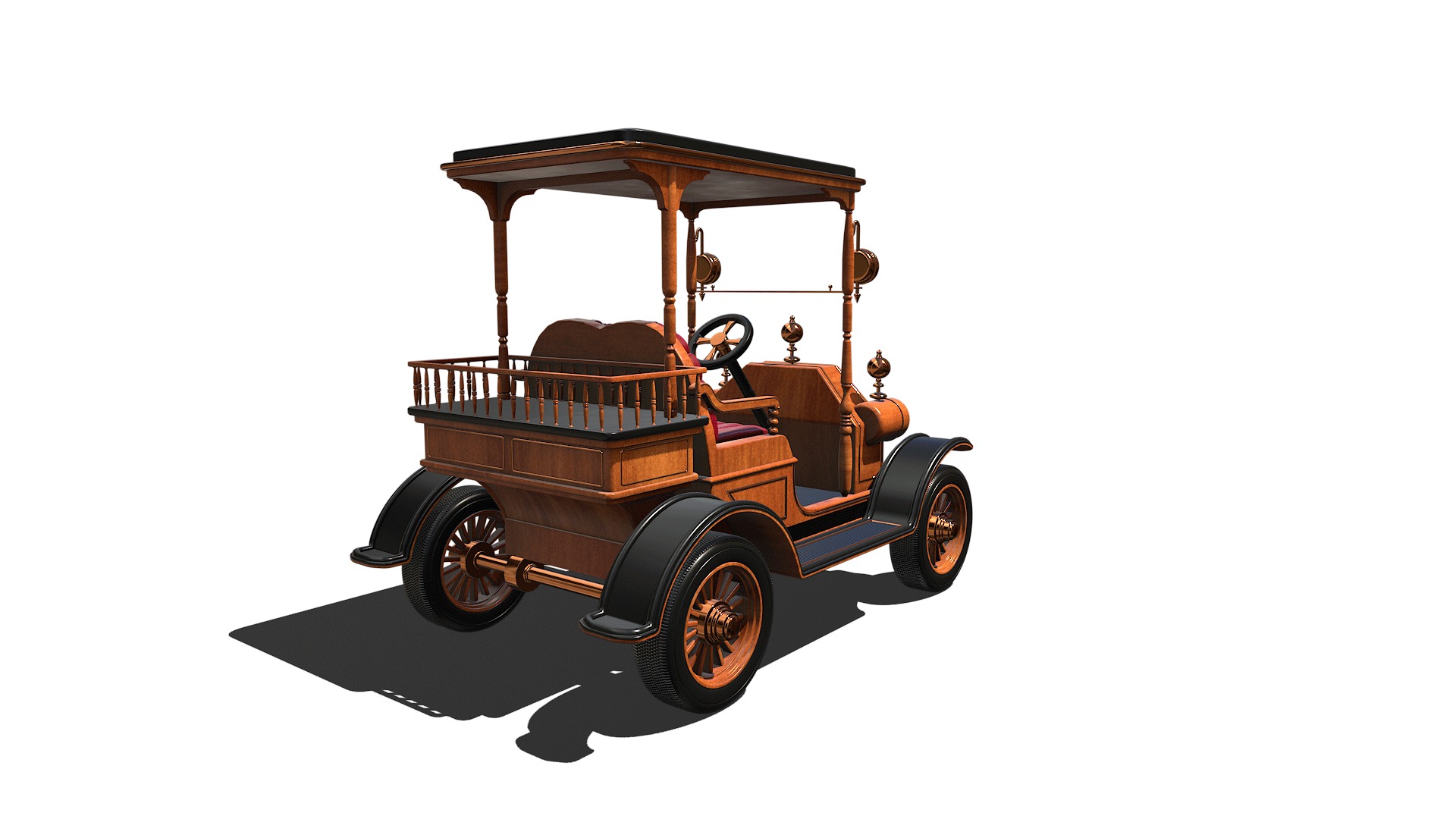 Golf Cart Low-poly 3D model_4