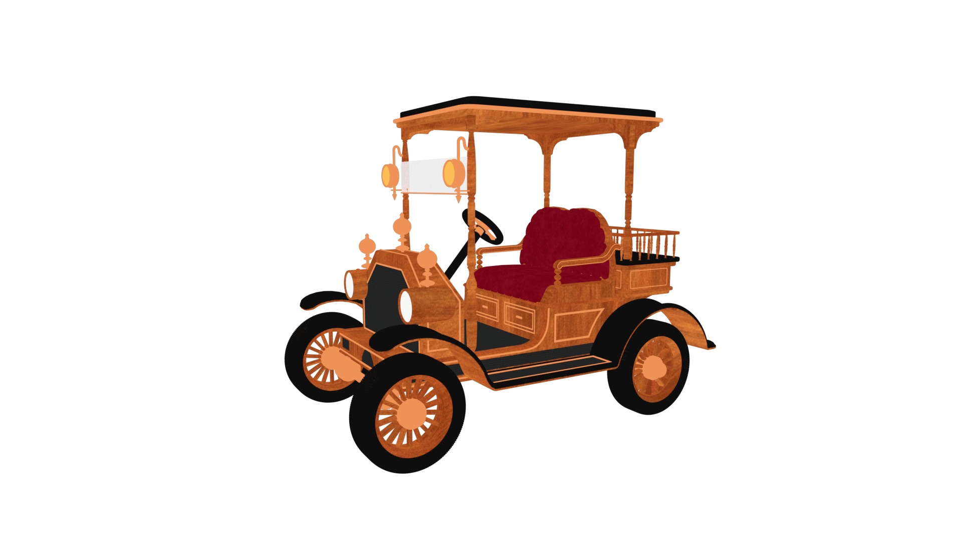 Golf Cart Low-poly 3D model_6